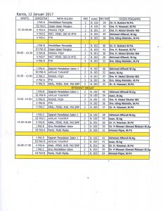 JADWAL UAS GASAL 2016/2017 JURUSAN PAI