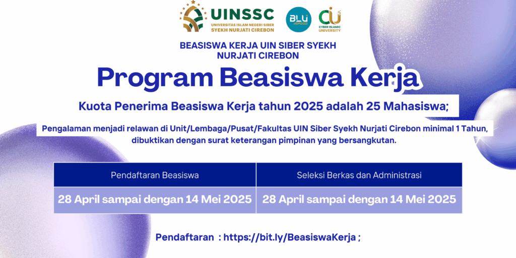 Pendaftaran Beasiswa Kerja UIN Siber Syekh Nurjati Cirebon