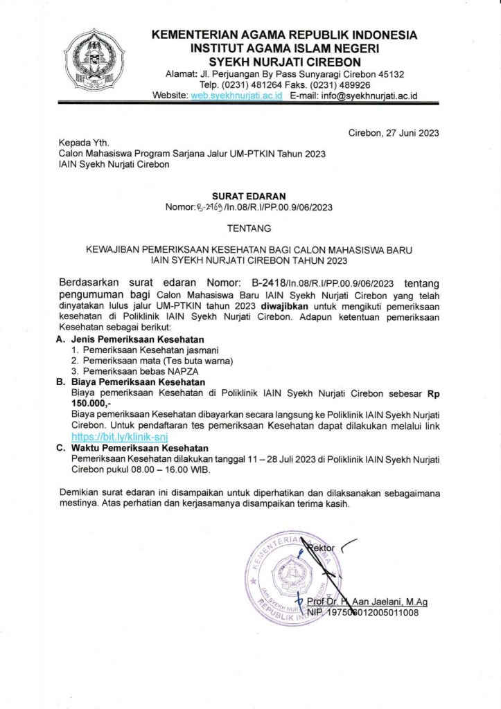 Kewajiban Pemeriksaan Kesehatan Bagi Calon Mahasiswa Baru
