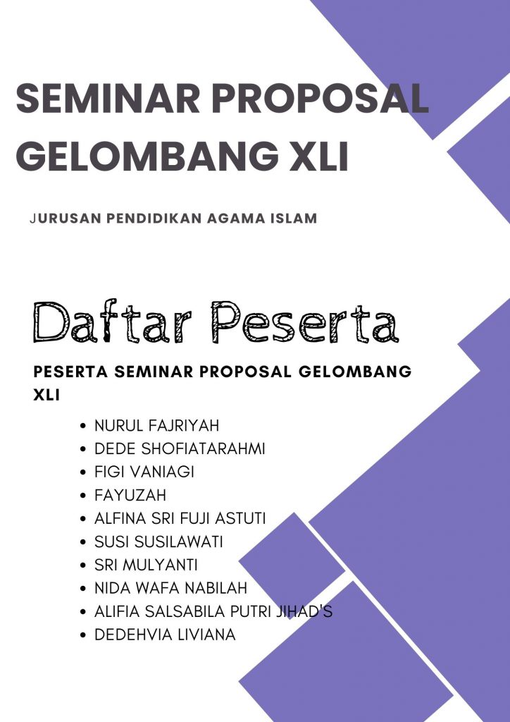 Seminar Proposal Gelombang XLI Jurusan PAI
