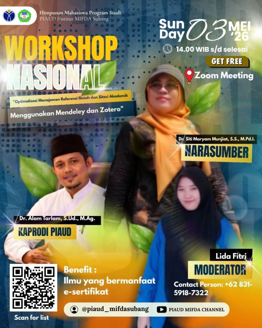 Ketua Prodi PAI UIN Siber Syekh Nurjati Cirebon Menjadi Narasumber Workshop Nasional Manajemen Referensi Untuk Meningkatkan Kompetensi Akademik Di Prodi PIAUD Institut MIFDA Subang