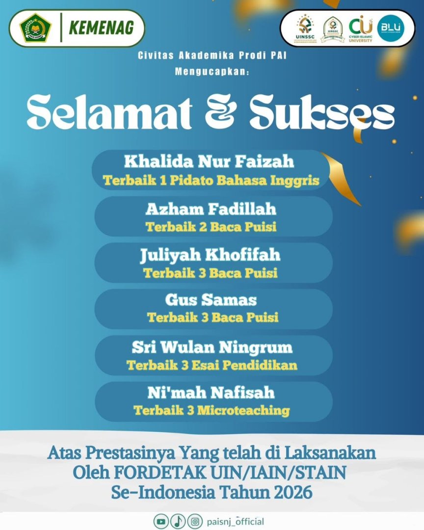 Mahasiswa PAI UIN Siber Syekh Nurjati Cirebon Borong Prestasi Nasional Di Ajang DFORETAK 2026 UIN Antasari Banjarmasin